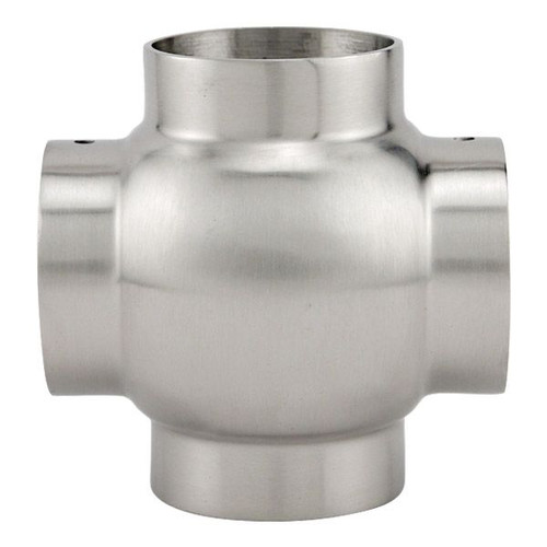 Ball Cross Elbow Fitting - Brushed (Satin) Stainless Steel - 1 1/2-inch OD