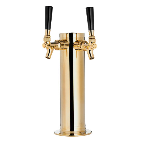 Draft Beer Tower - Brass - 3" Column - 2 Faucets
