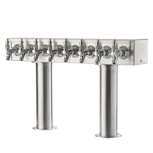 Double Pedestal Draft Beer Tower - Stainless Steel - 3" Column - Glycol Cooled - 6 to 12 Faucets