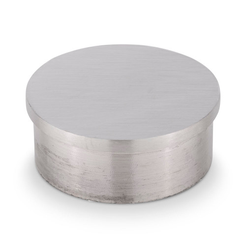 Flush Flat End Cap - Brushed Stainless Steel - 2" OD