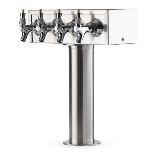 "T" Style Pedestal Draft Beer Tower - Stainless Steel - 3" Column - Air Cooled - 4 Faucets